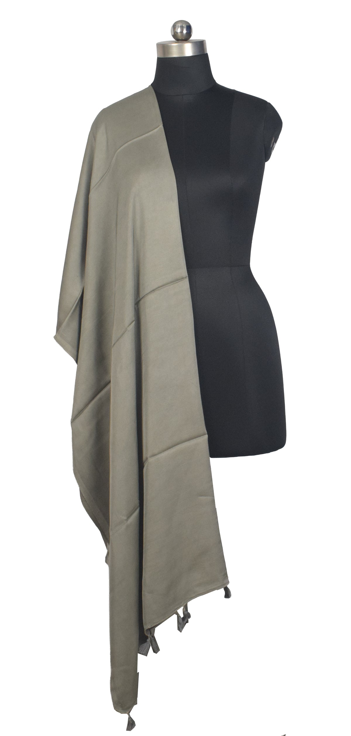 Plain Dyeing Modal Silk Dupatta with Tassels - 2.5 Mtr Length   -  SKU : 0106-SGSG