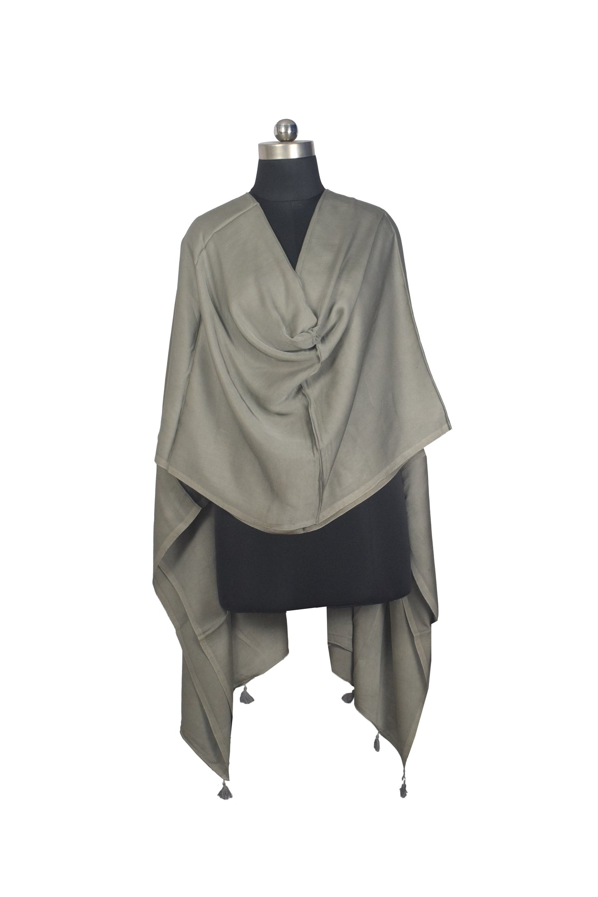 Plain Dyeing Modal Silk Dupatta with Tassels - 2.5 Mtr Length   -  SKU : 0106-SGSG