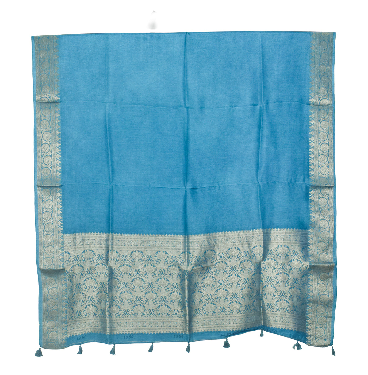 Plain Dyeing Dola Silk Dupatta With Full Nakshi Border & Tassels - 2.5 Mtr Length   -  SKU : ID11901E
