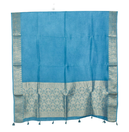 Plain Dyeing Dola Silk Dupatta With Full Nakshi Border & Tassels - 2.5 Mtr Length   -  SKU : ID11901E