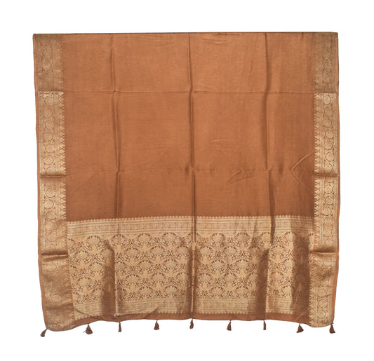 Plain Dyeing Dola Silk Dupatta With Full Nakshi Border & Tassels - 2.5 Mtr Length   -  SKU : AI15901S