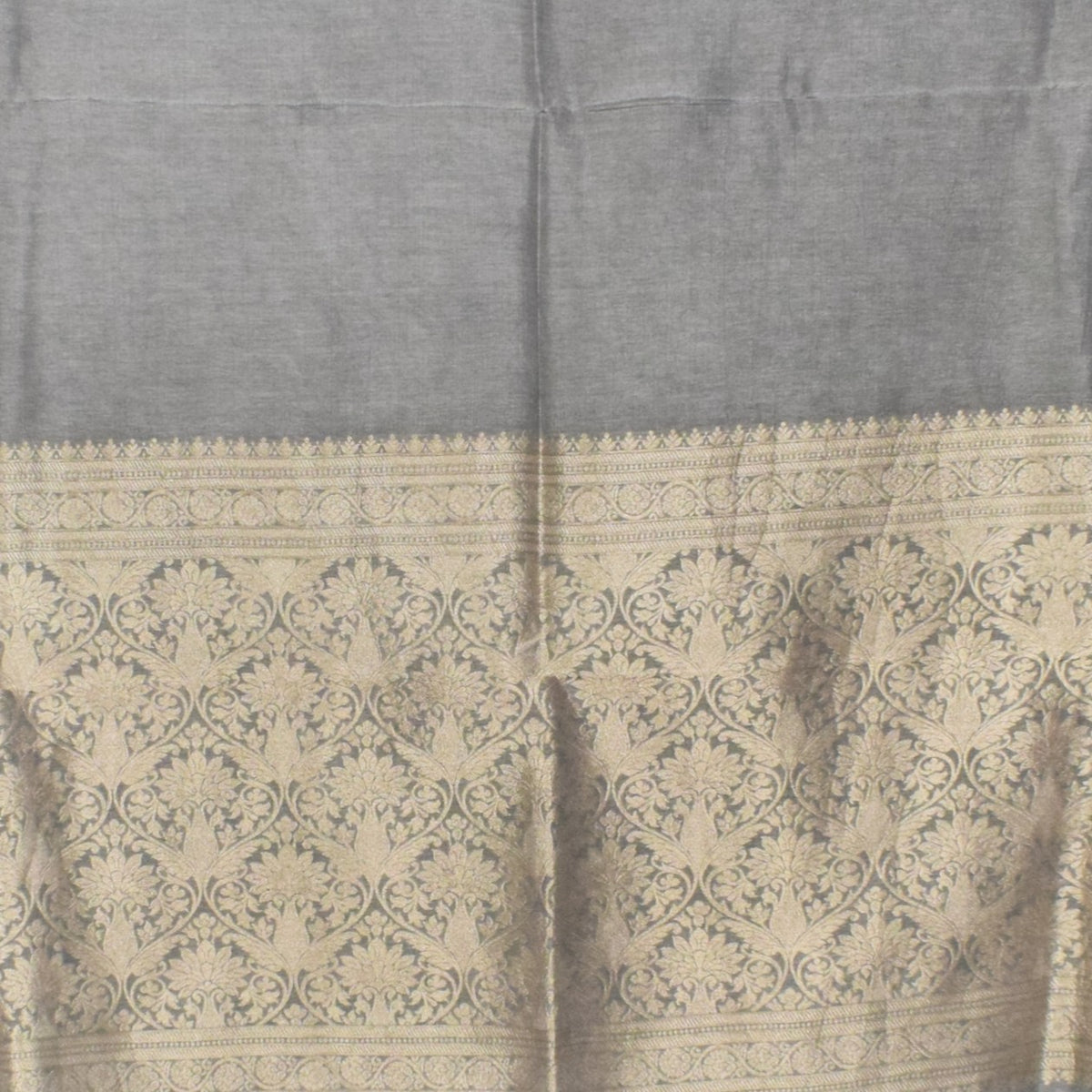 Plain Dyeing Dola Silk Dupatta With Full Nakshi Border & Tassels - 2.5 Mtr Length   -  SKU : AI15901Q