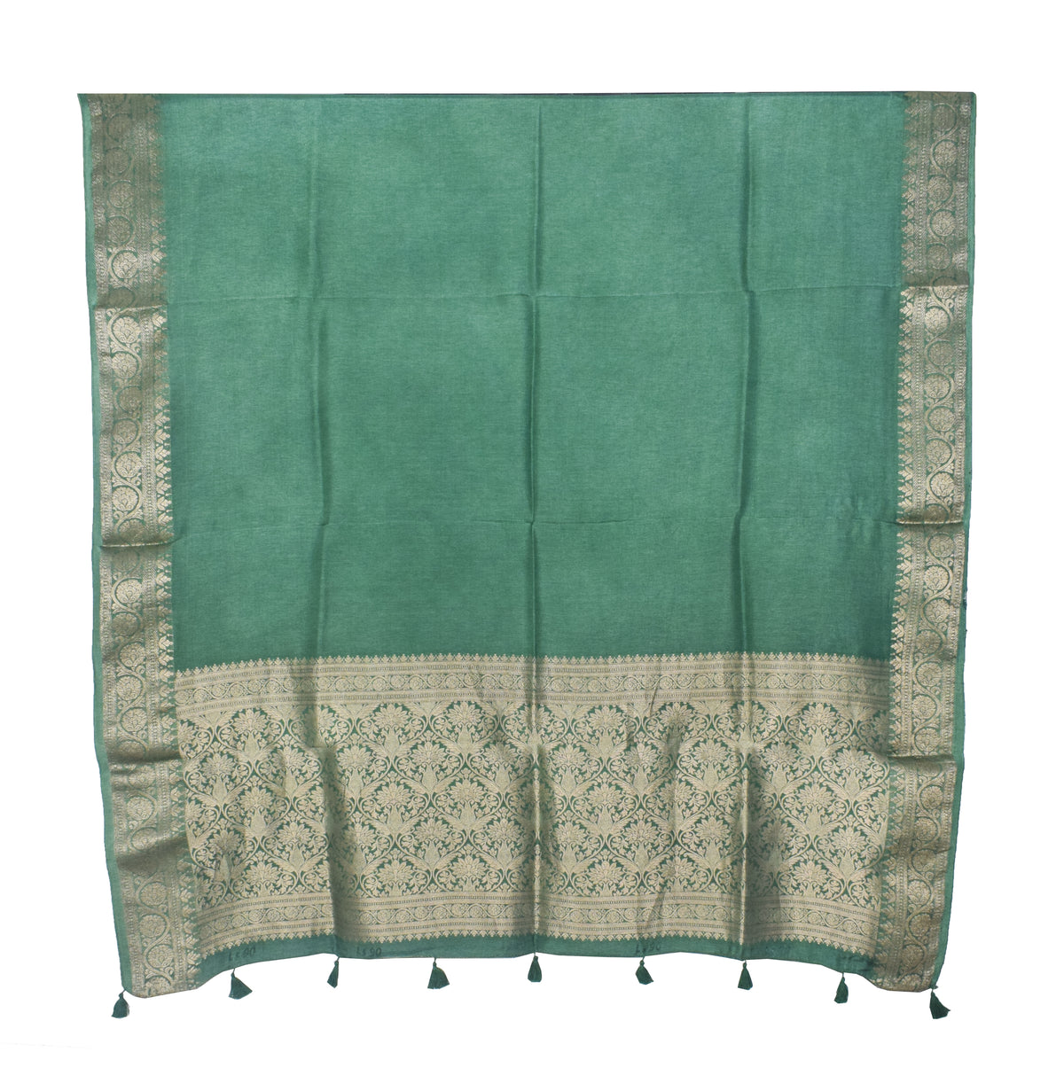 Plain Dyeing Dola Silk Dupatta With Full Nakshi Border & Tassels - 2.5 Mtr Length   -  SKU : AI15901N