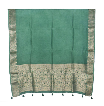 Plain Dyeing Dola Silk Dupatta With Full Nakshi Border & Tassels - 2.5 Mtr Length   -  SKU : AI15901N