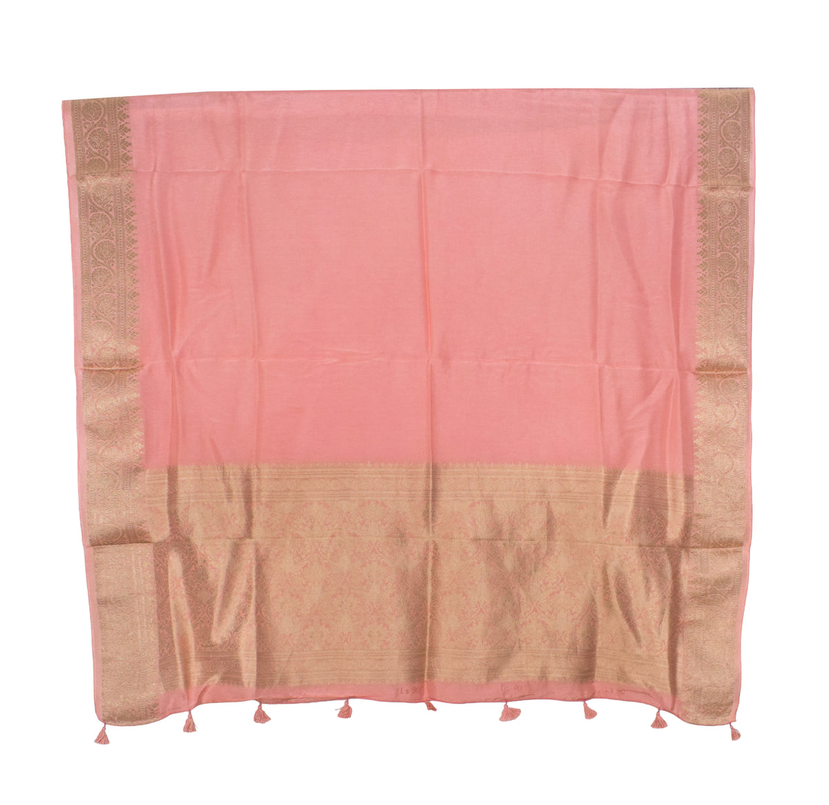 Plain Dyeing Dola Silk Dupatta With Full Nakshi Border & Tassels - 2.5 Mtr Length   -  SKU : AI15901M