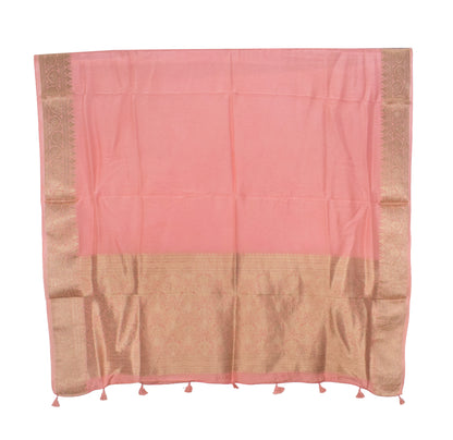 Plain Dyeing Dola Silk Dupatta With Full Nakshi Border & Tassels - 2.5 Mtr Length   -  SKU : AI15901M
