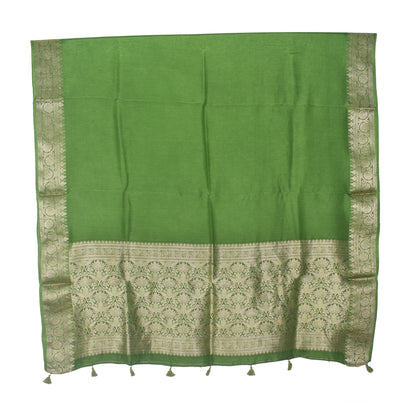 Plain Dyeing Dola Silk Dupatta With Full Nakshi Border & Tassels - 2.5 Mtr Length   -  SKU : AI15901H