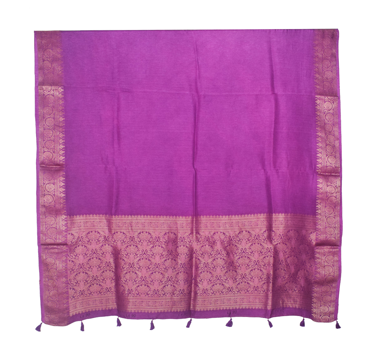 Plain Dyeing Dola Silk Dupatta With Full Nakshi Border & Tassels - 2.5 Mtr Length   -  SKU : AI15901O