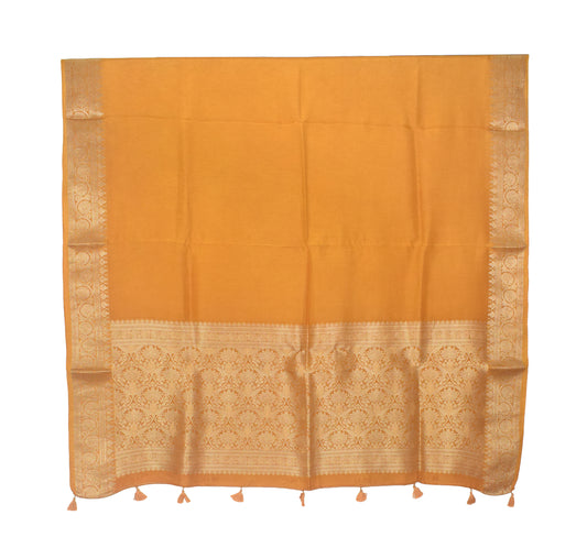 Plain Dyeing Dola Silk Dupatta With Full Nakshi Border & Tassels - 2.5 Mtr Length   -  SKU : AI15901C