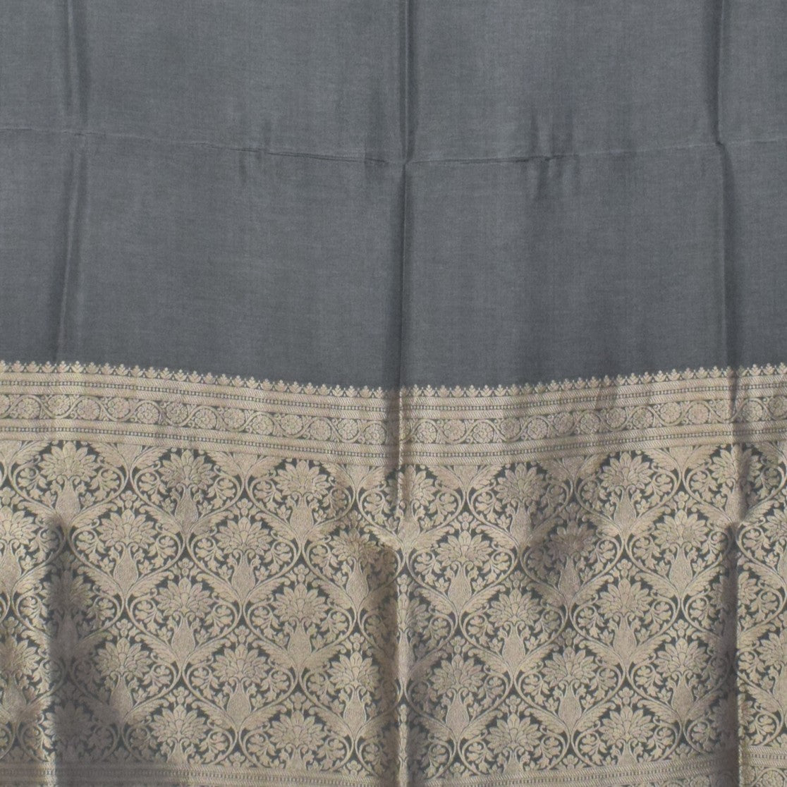 Plain Dyeing Dola Silk Dupatta With Full Nakshi Border & Tassels - 2.5 Mtr Length   -  SKU : AI15901F