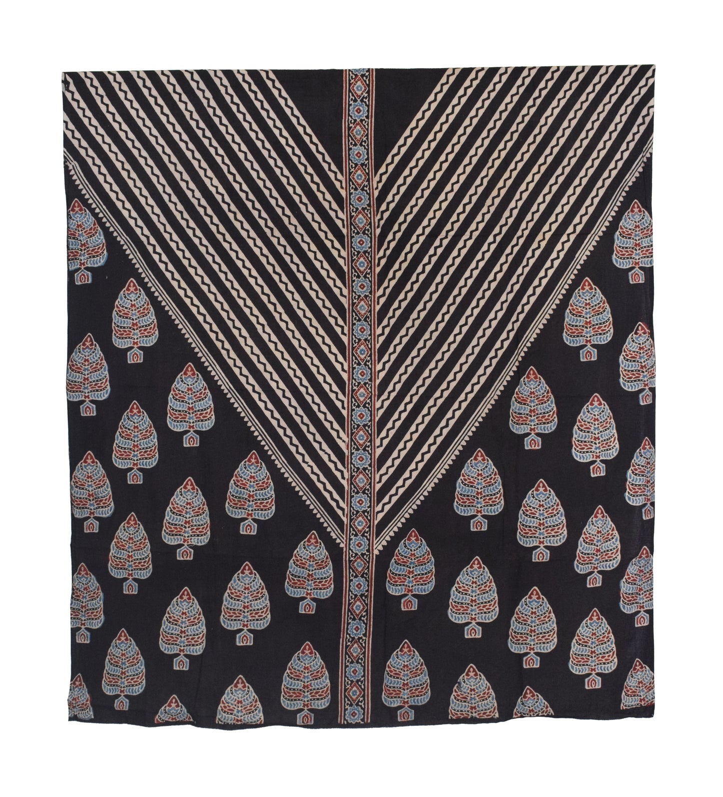 Ajrakh Cotton Natural Dye Three Colour Full Printed Hand Block Print Dress Material with 44 Inch wide Dupatta - 2.5 Mt Top    -  SKU : AI03501A