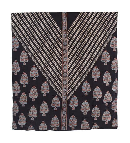Ajrakh Cotton Natural Dye Three Colour Full Printed Hand Block Print Dress Material with 44 Inch wide Dupatta - 2.5 Mt Top    -  SKU : AI03501A