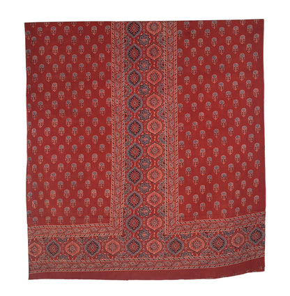 Ajrakh Cotton Natural Dye Three Colour Full Printed Hand Block Print Dress Material with 44 Inch wide Dupatta - 2.5 Mt Top    -  SKU : AI03501Y