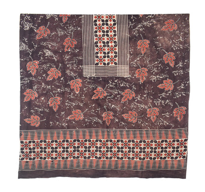 Ajrakh Cotton Natural Dye Three Colour Print | 3 Kam | Hand Block Print Dress Material with 44 Inch wide Dupatta - 2.5 Mt Top   -  SKU : AI03701M