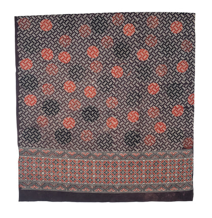 Ajrakh Cotton Natural Dye Three Colour Print | 3 Kam | Hand Block Print Dress Material with 44 Inch wide Dupatta - 2.5 Mt Top   -  SKU : AI03701N