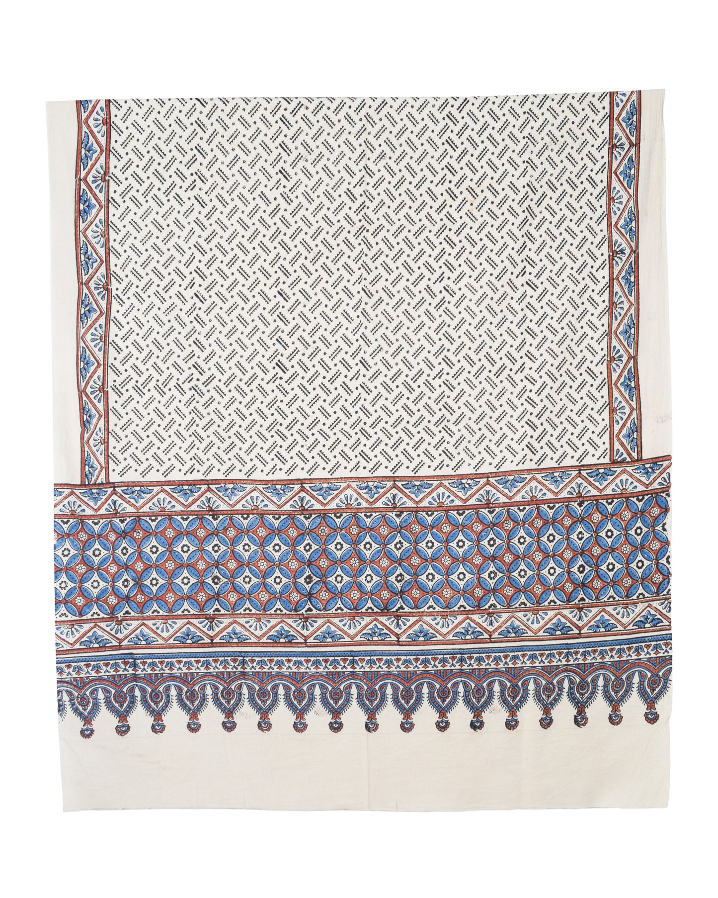 Ajrakh Cotton Natural Dye Three Colour Print | 3 Kam | Hand Block Print Dress Material with 44 Inch wide Dupatta - 2.5 Mt Top   -  SKU : AI03701N
