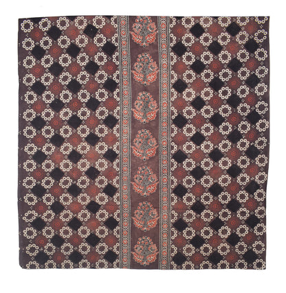 Ajrakh Cotton Natural Dye Three Colour Print | 3 Kam | Hand Block Print Dress Material with 44 Inch wide Dupatta - 2.5 Mt Top   -  SKU : AI03701O