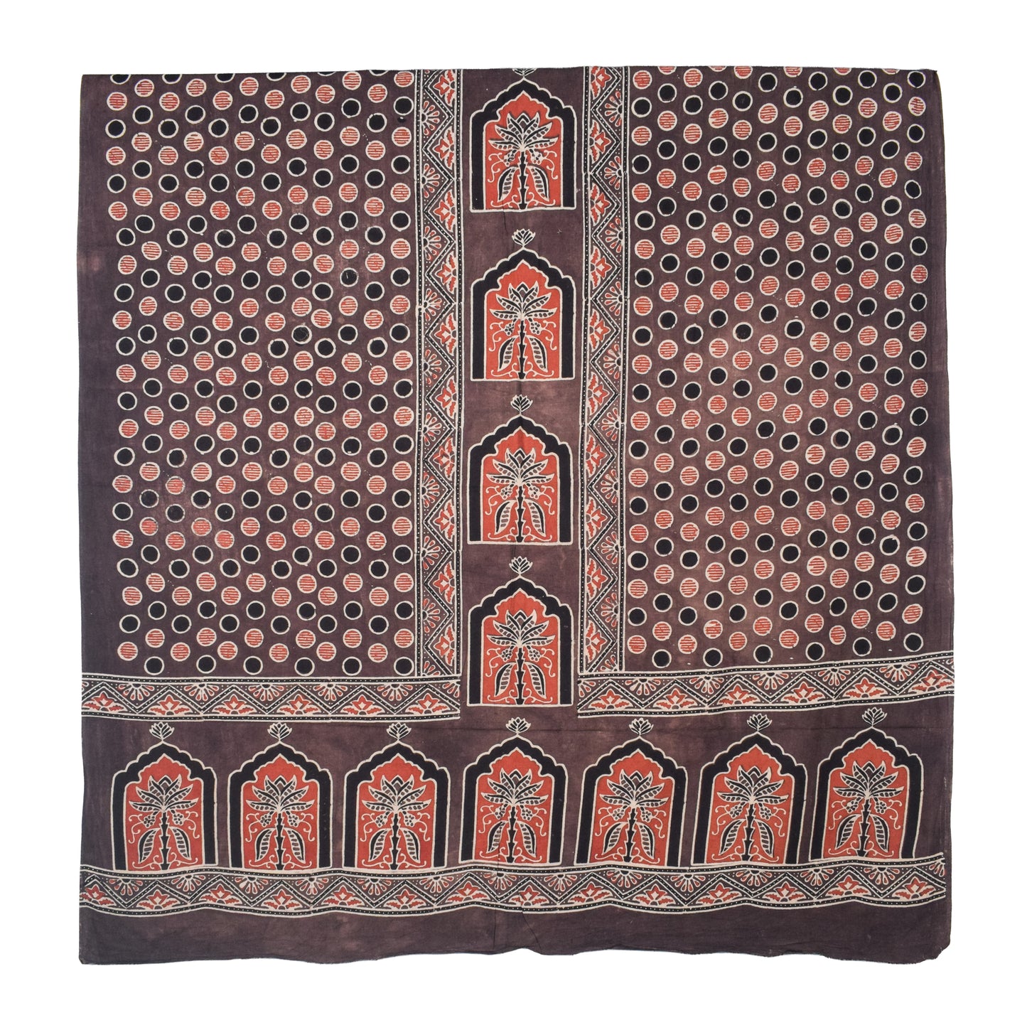 Ajrakh Cotton Natural Dye Three Colour Print | 3 Kam | Hand Block Print Dress Material with 44 Inch wide Dupatta - 2.5 Mt Top   -  SKU : AI03701P