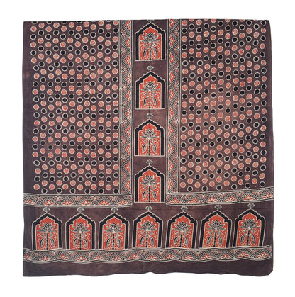Ajrakh Cotton Natural Dye Three Colour Print | 3 Kam | Hand Block Print Dress Material with 44 Inch wide Dupatta - 2.5 Mt Top   -  SKU : AI03701P