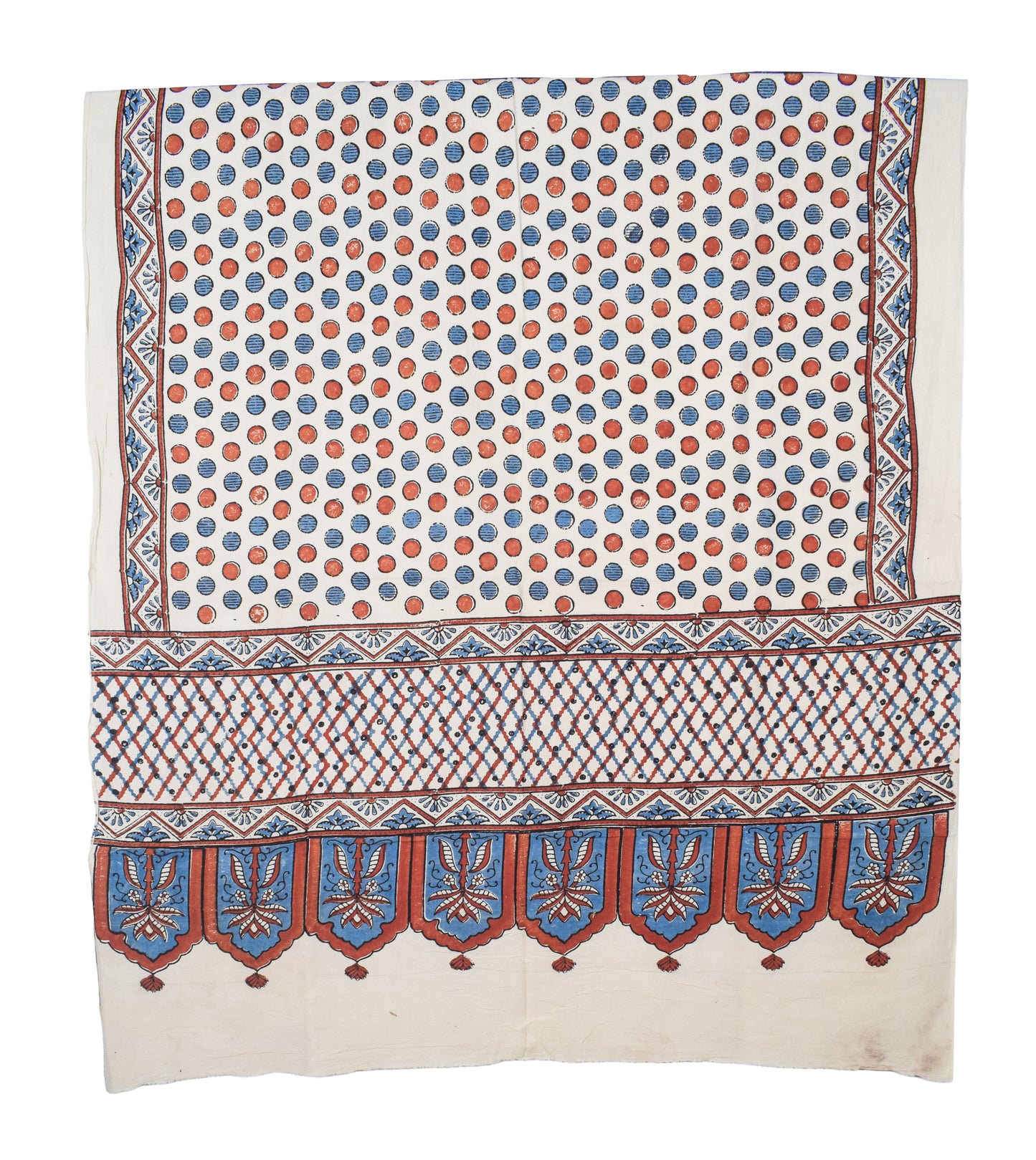 Ajrakh Cotton Natural Dye Three Colour Print | 3 Kam | Hand Block Print Dress Material with 44 Inch wide Dupatta - 2.5 Mt Top   -  SKU : AI03701P