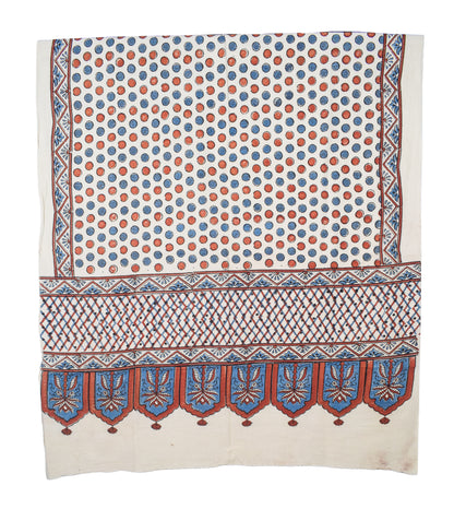 Ajrakh Cotton Natural Dye Three Colour Print | 3 Kam | Hand Block Print Dress Material with 44 Inch wide Dupatta - 2.5 Mt Top   -  SKU : AI03701P