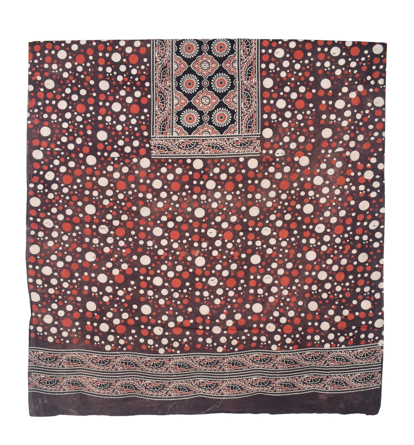 Ajrakh Cotton Natural Dye Three Colour Print | 3 Kam | Hand Block Print Dress Material with 44 Inch wide Dupatta - 2.5 Mt Top   -  SKU : AI03701Q