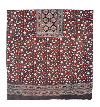 Ajrakh Cotton Natural Dye Three Colour Print | 3 Kam | Hand Block Print Dress Material with 44 Inch wide Dupatta - 2.5 Mt Top   -  SKU : AI03701Q