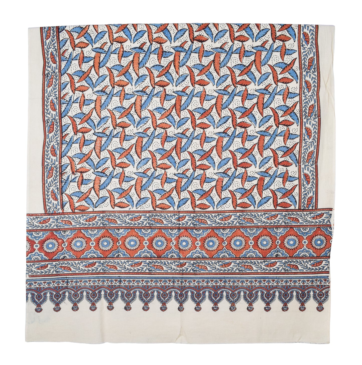 Ajrakh Cotton Natural Dye Three Colour Print | 3 Kam | Hand Block Print Dress Material with 44 Inch wide Dupatta - 2.5 Mt Top   -  SKU : AI03701Q
