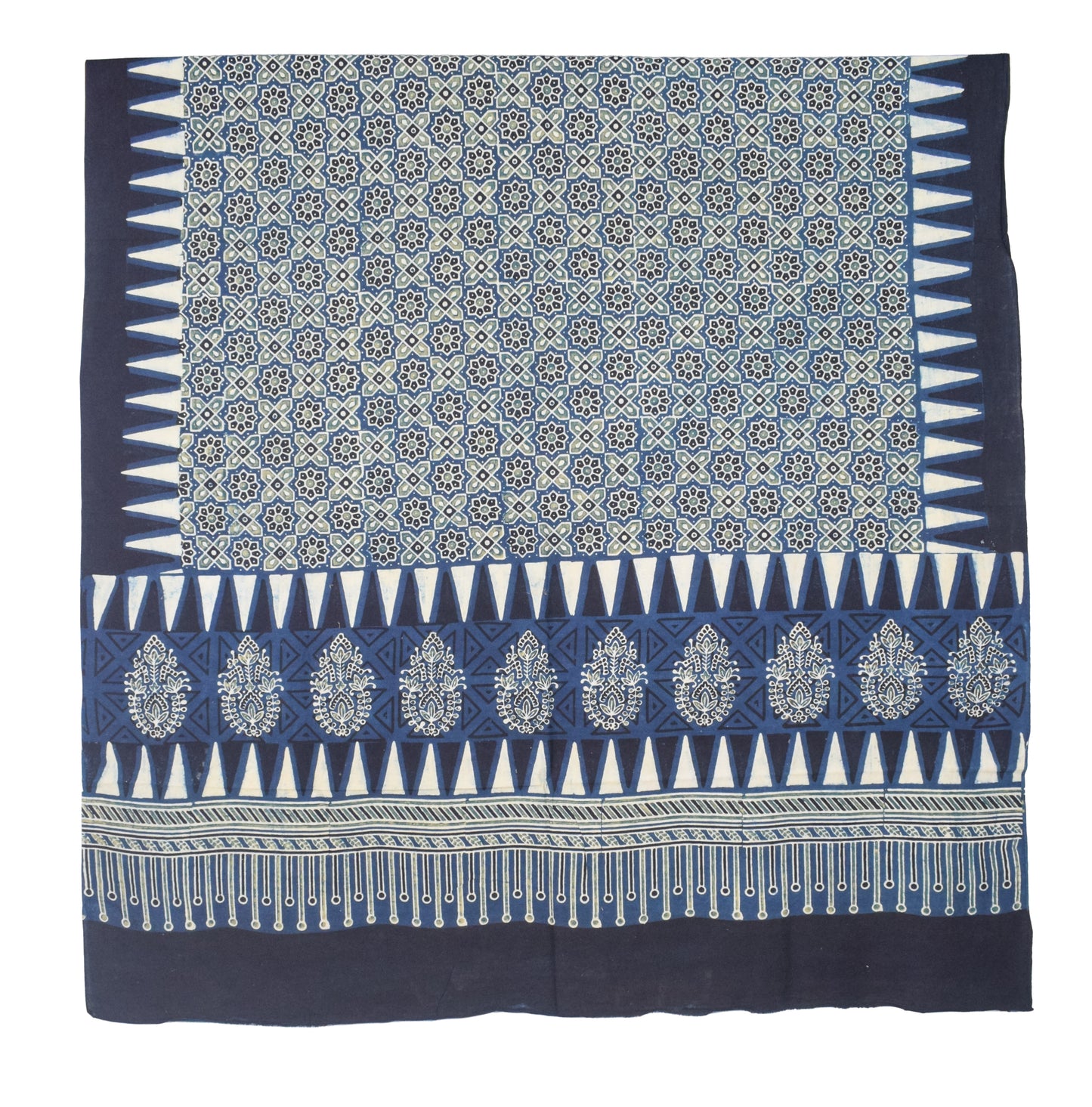 Ajrakh Cotton Natural Dye Three Colour Print | 3 Kam | Hand Block Print Dress Material with 44 Inch wide Dupatta - 2.5 Mt Top   -  SKU : AI03701A