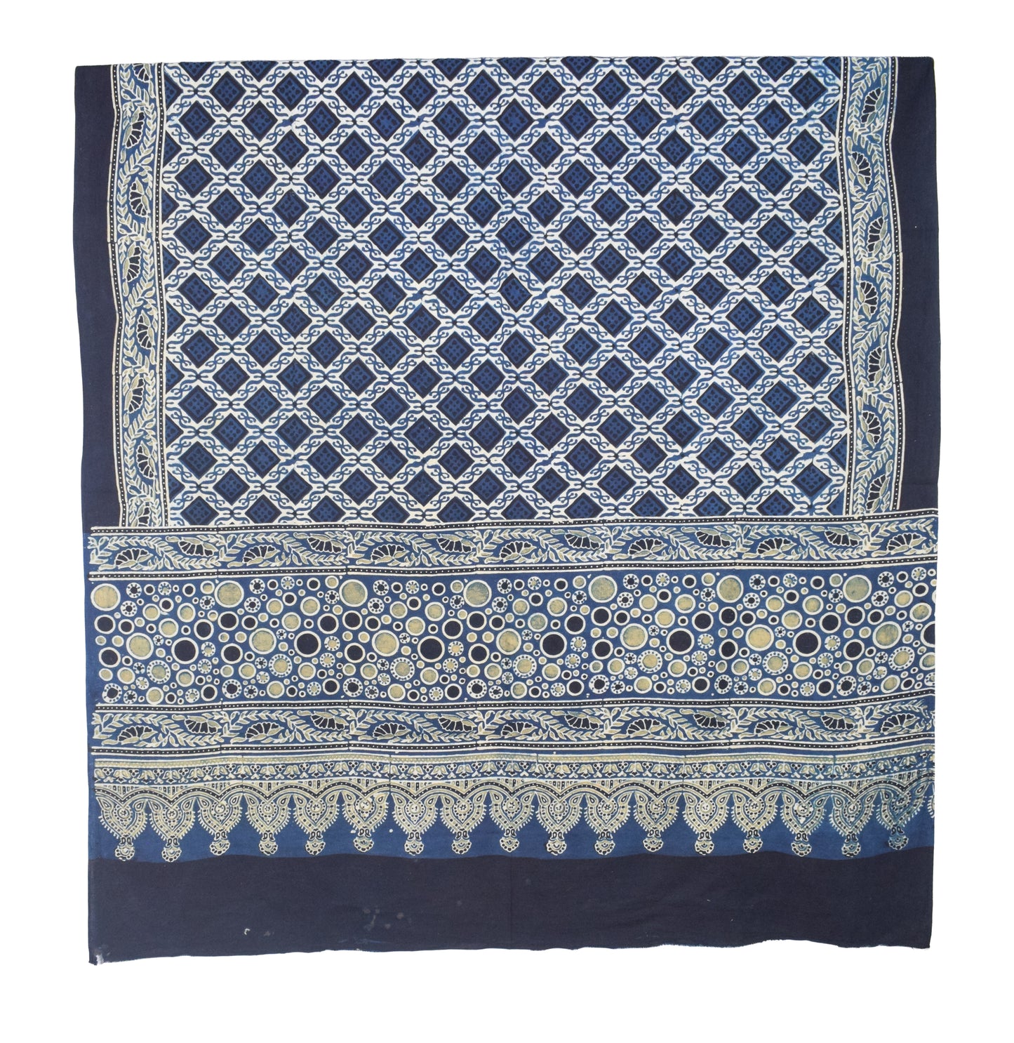 Ajrakh Cotton Natural Dye Three Colour Print | 3 Kam | Hand Block Print Dress Material with 44 Inch wide Dupatta - 2.5 Mt Top   -  SKU : AI03701B
