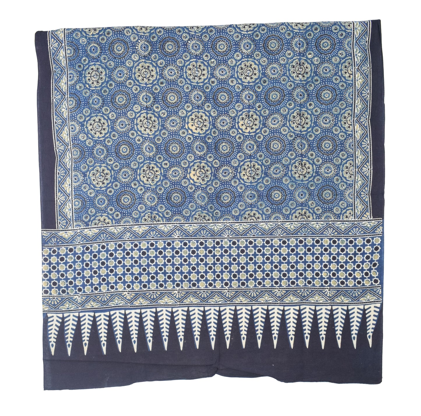 Ajrakh Cotton Natural Dye Three Colour Print | 3 Kam | Hand Block Print Dress Material with 44 Inch wide Dupatta - 2.5 Mt Top   -  SKU : AI03701C