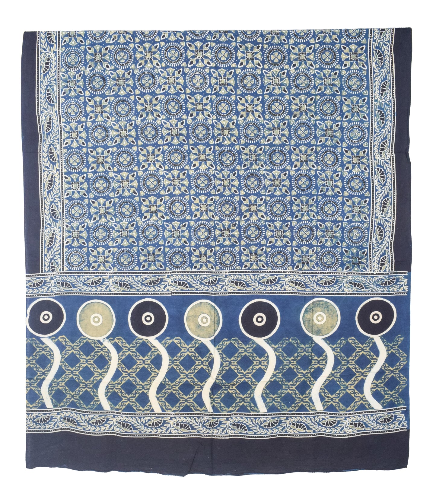 Ajrakh Cotton Natural Dye Three Colour Print | 3 Kam | Hand Block Print Dress Material with 44 Inch wide Dupatta - 2.5 Mt Top   -  SKU : AI03701D