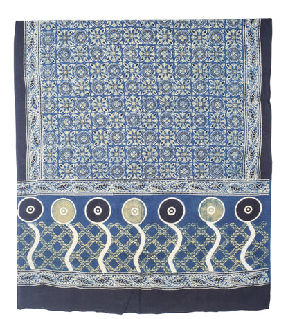 Ajrakh Cotton Natural Dye Three Colour Print | 3 Kam | Hand Block Print Dress Material with 44 Inch wide Dupatta - 2.5 Mt Top   -  SKU : AI03701D