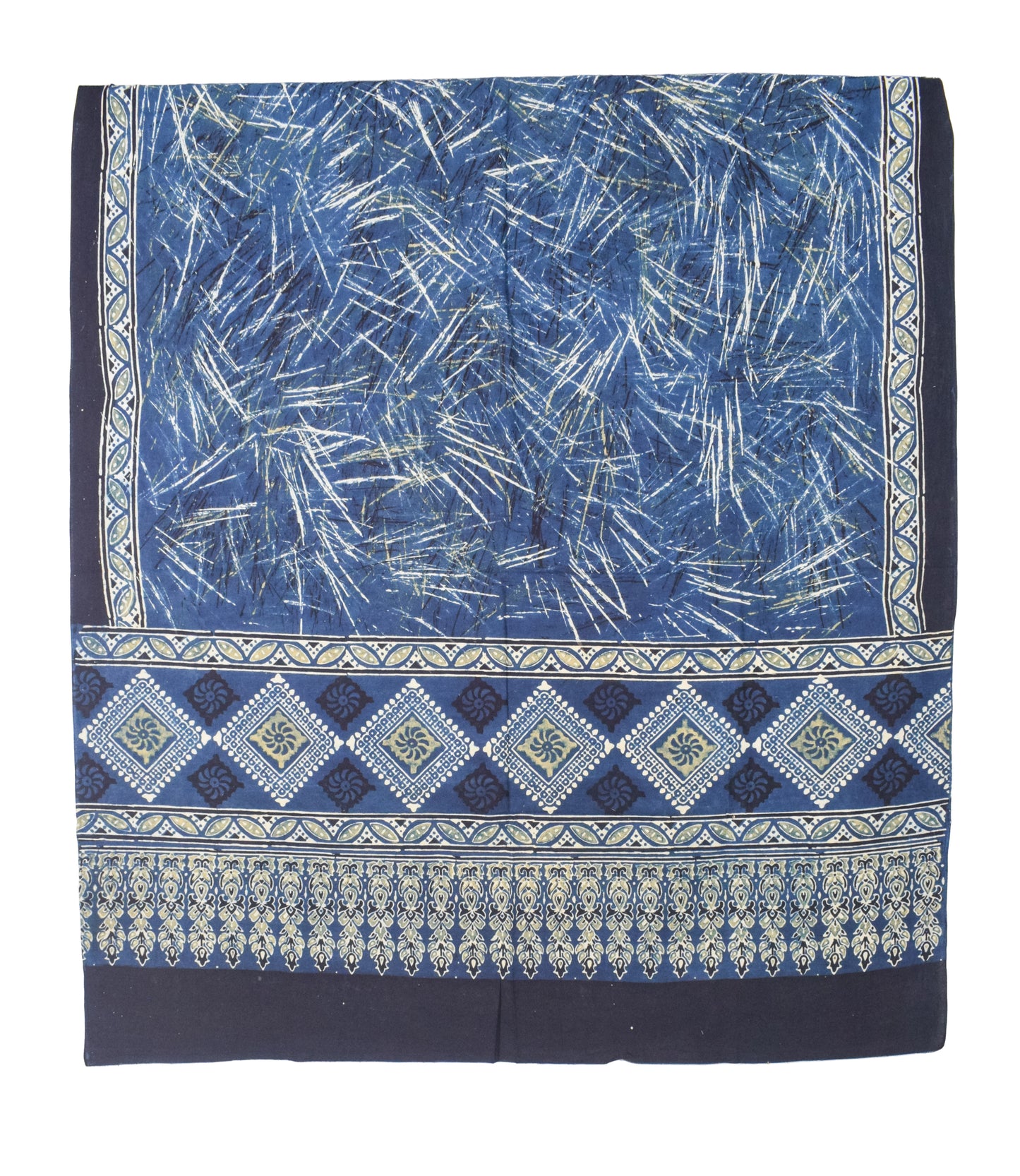 Ajrakh Cotton Natural Dye Three Colour Print | 3 Kam | Hand Block Print Dress Material with 44 Inch wide Dupatta - 2.5 Mt Top   -  SKU : AI03701E