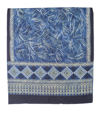 Ajrakh Cotton Natural Dye Three Colour Print | 3 Kam | Hand Block Print Dress Material with 44 Inch wide Dupatta - 2.5 Mt Top   -  SKU : AI03701E