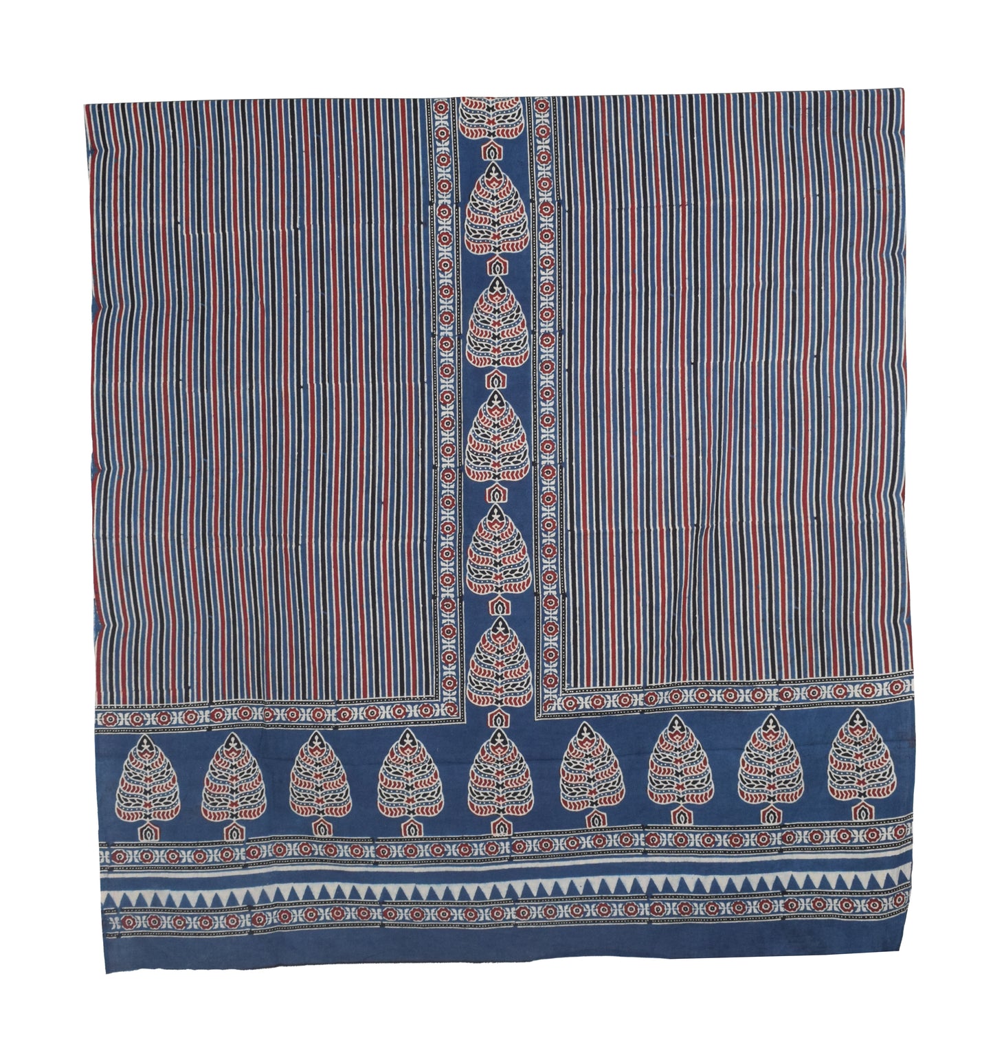 Ajrakh Cotton Natural Dye Three Colour Full Printed Hand Block Print Dress Material with 44 Inch wide Dupatta - 2.5 Mt Top    -  SKU : AI03501L