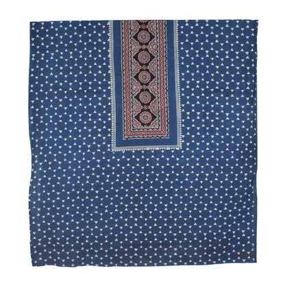 Ajrakh Cotton Natural Dye Three Colour Full Printed Hand Block Print Dress Material with 44 Inch wide Dupatta - 2.5 Mt Top    -  SKU : AI03501R