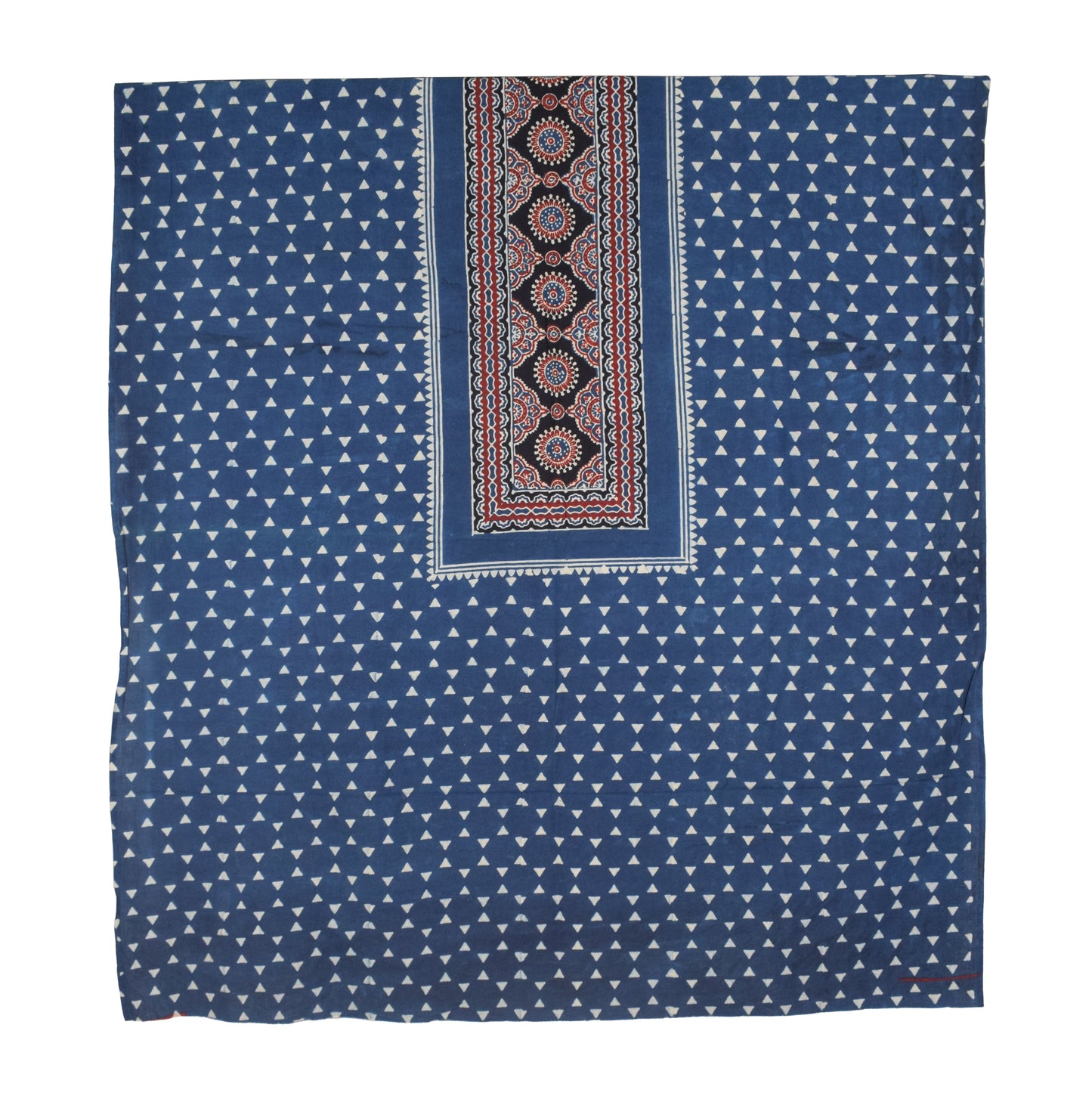 Ajrakh Cotton Natural Dye Three Colour Full Printed Hand Block Print Dress Material with 44 Inch wide Dupatta - 2.5 Mt Top    -  SKU : AI03501R