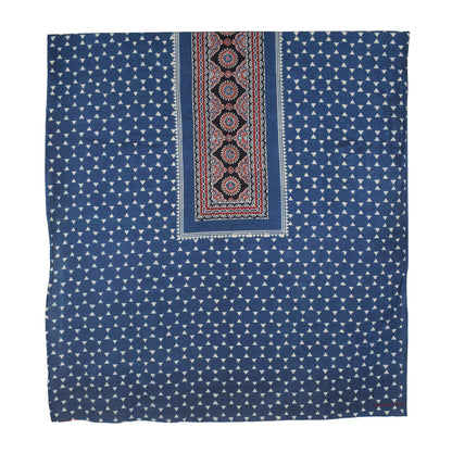 Ajrakh Cotton Natural Dye Three Colour Full Printed Hand Block Print Dress Material with 44 Inch wide Dupatta - 2.5 Mt Top    -  SKU : AI03501R