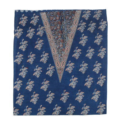 Ajrakh Cotton Natural Dye Three Colour Full Printed Hand Block Print Dress Material with 44 Inch wide Dupatta - 2.5 Mt Top    -  SKU : AI0350AD