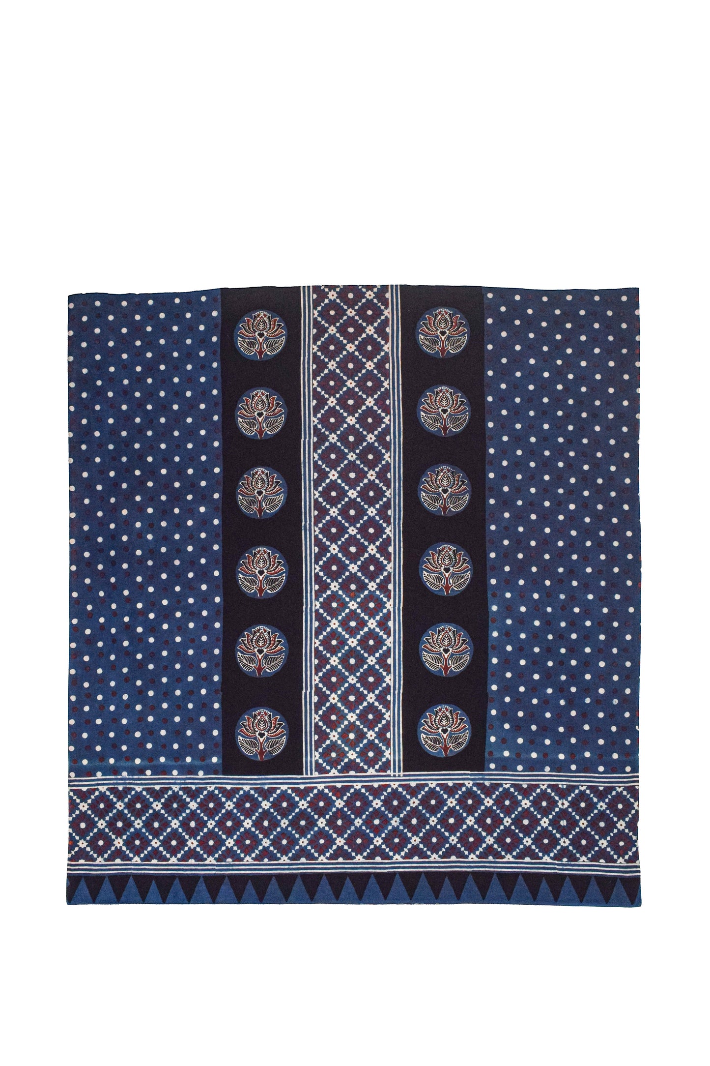 Ajrakh Cotton Natural Dye Three Colour Full Printed ( 3 Kam ) Hand Block Print Dress Material with 44 Inch wide Dupatta - 2.5 Mt Top    -  SKU : ID2083AG