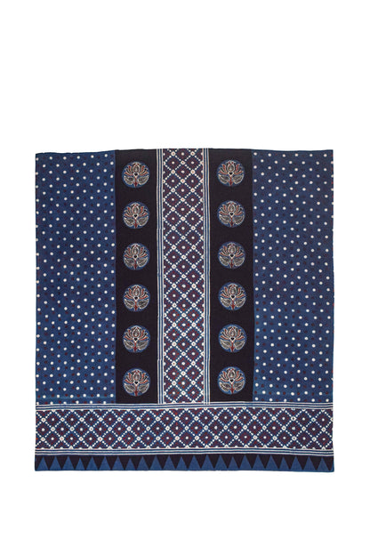 Ajrakh Cotton Natural Dye Three Colour Full Printed ( 3 Kam ) Hand Block Print Dress Material with 44 Inch wide Dupatta - 2.5 Mt Top    -  SKU : ID2083AG