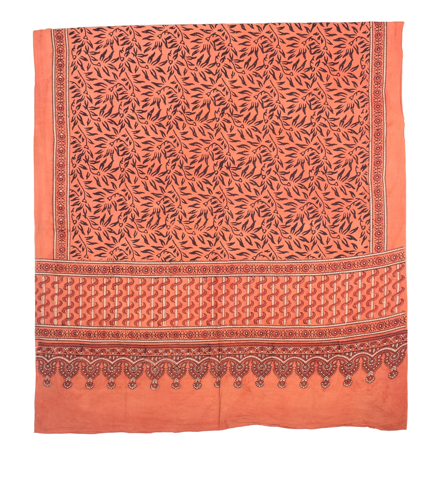 Ajrakh Cotton Natural Dye Three Colour Print | 3 Kam | Hand Block Print Dress Material with 44 Inch wide Dupatta - 2.5 Mt Top   -  SKU : AI03701Y