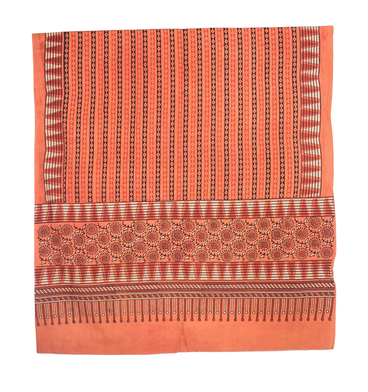 Ajrakh Cotton Natural Dye Three Colour Print | 3 Kam | Hand Block Print Dress Material with 44 Inch wide Dupatta - 2.5 Mt Top   -  SKU : AI03701Z