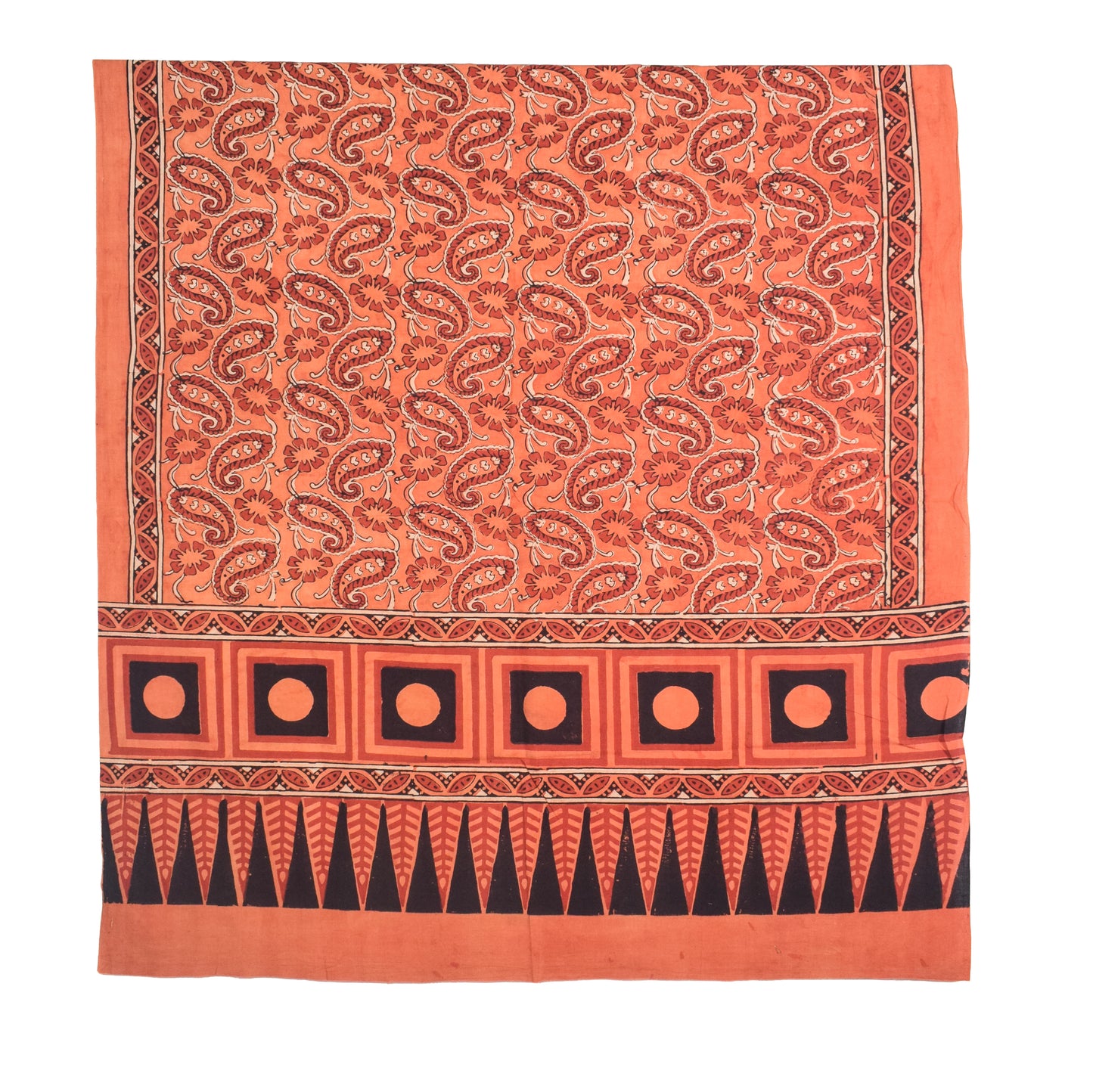Ajrakh Cotton Natural Dye Three Colour Print | 3 Kam | Hand Block Print Dress Material with 44 Inch wide Dupatta - 2.5 Mt Top   -  SKU : AI0370AA