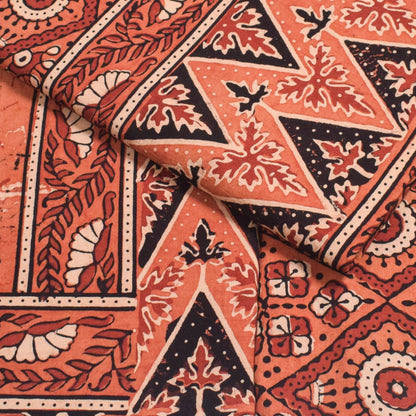 Ajrakh Cotton Natural Dye Three Colour Print | 3 Kam | Hand Block Print Dress Material with 44 Inch wide Dupatta - 2.5 Mt Top   -  SKU : AI0370AB