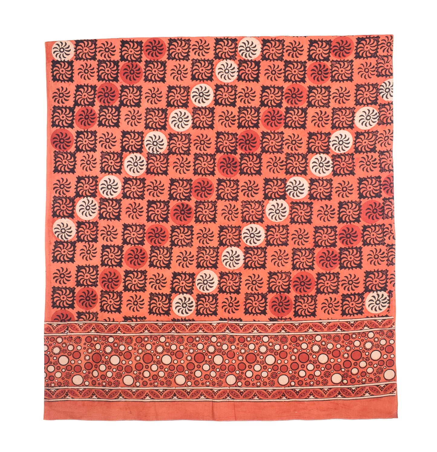 Ajrakh Cotton Natural Dye Three Colour Print | 3 Kam | Hand Block Print Dress Material with 44 Inch wide Dupatta - 2.5 Mt Top   -  SKU : AI0370AC