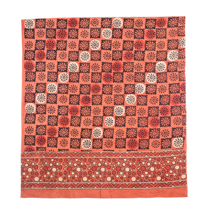 Ajrakh Cotton Natural Dye Three Colour Print | 3 Kam | Hand Block Print Dress Material with 44 Inch wide Dupatta - 2.5 Mt Top   -  SKU : AI0370AC