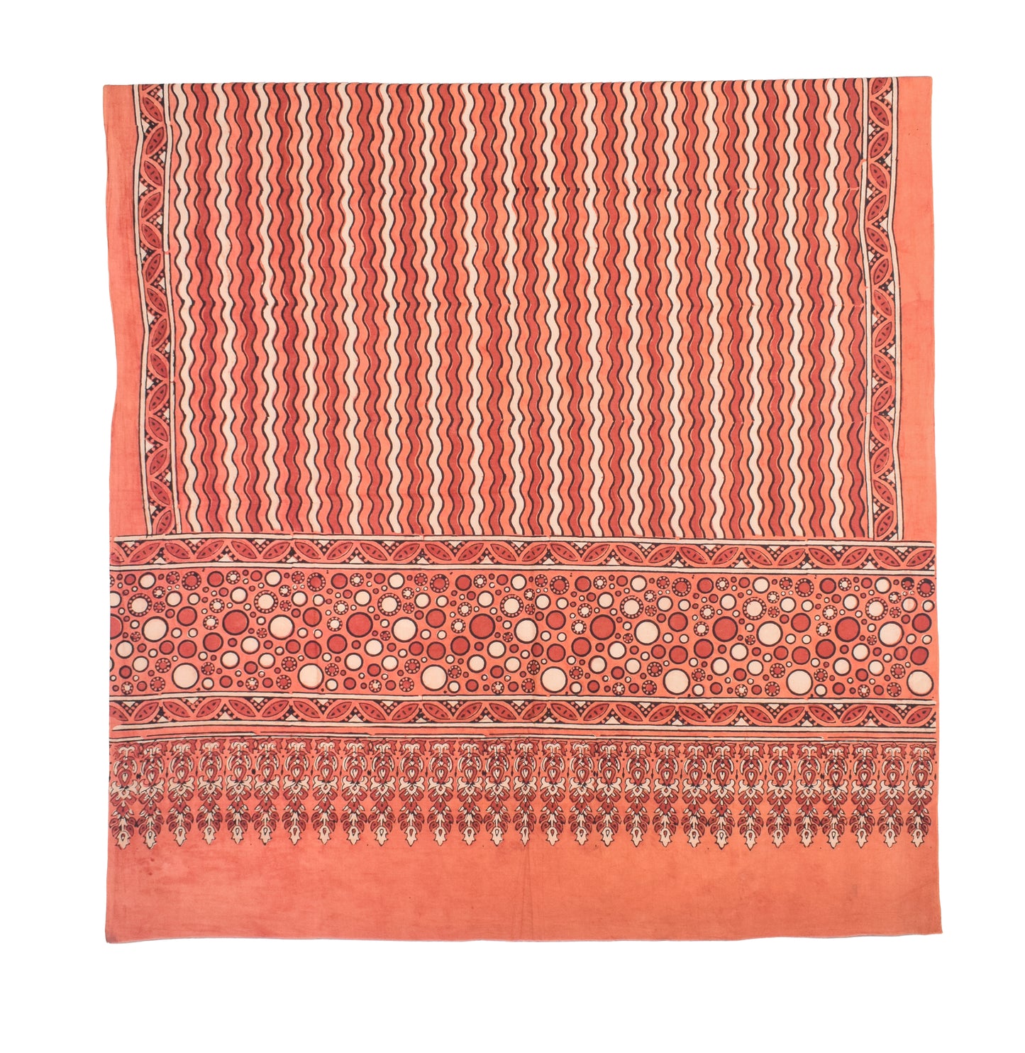 Ajrakh Cotton Natural Dye Three Colour Print | 3 Kam | Hand Block Print Dress Material with 44 Inch wide Dupatta - 2.5 Mt Top   -  SKU : AI0370AC