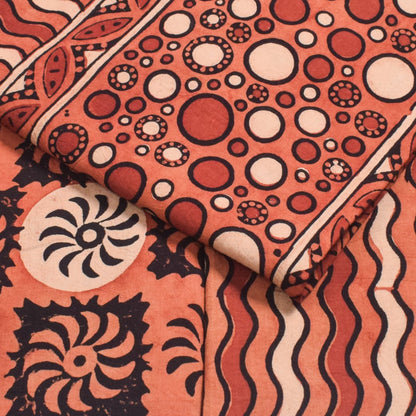 Ajrakh Cotton Natural Dye Three Colour Print | 3 Kam | Hand Block Print Dress Material with 44 Inch wide Dupatta - 2.5 Mt Top   -  SKU : AI0370AC